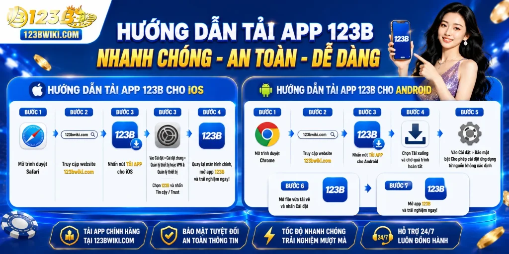 Hướng dẫn tải app 123B cho điện thoại iOS và Android